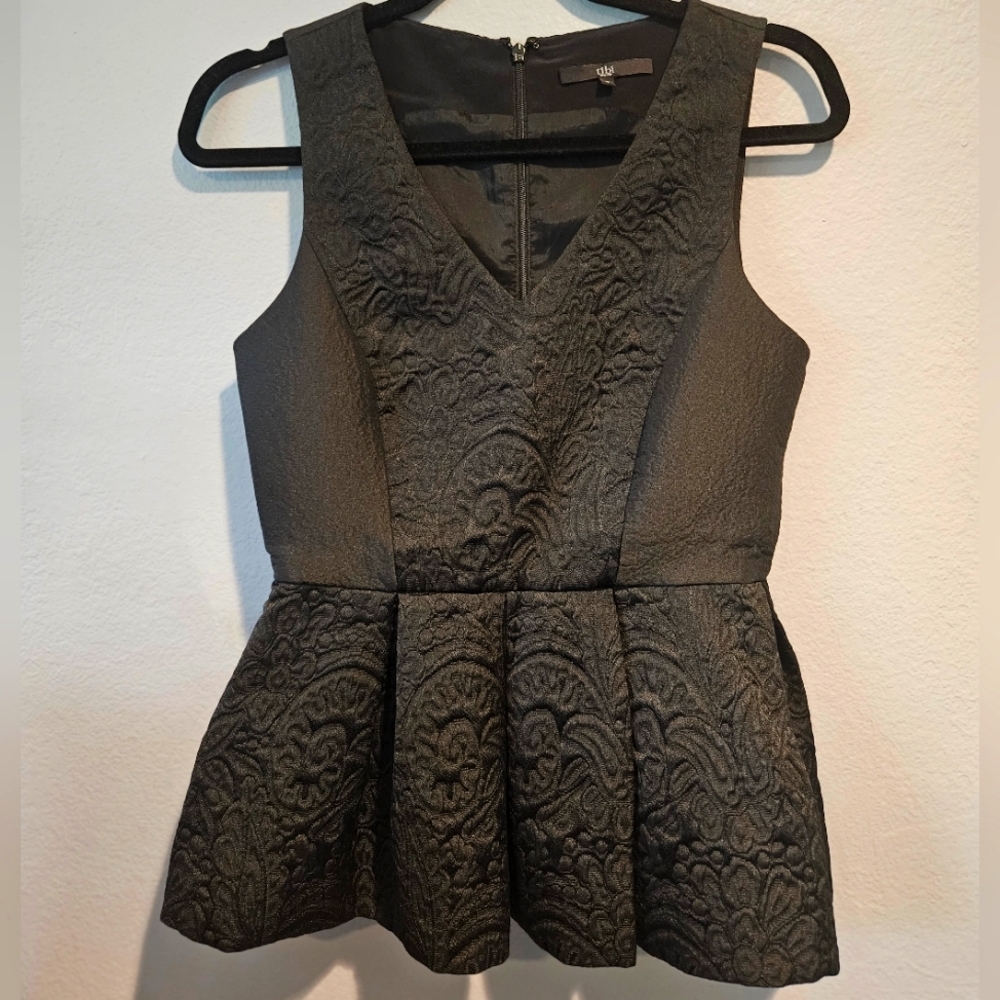 Tibi Black Textured Sleeveless Blouse